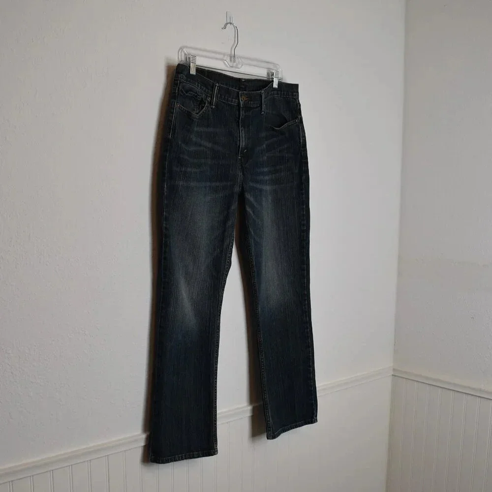 Levis 514 Mens Jeans Sz 36 x 30 Straight Dark Wash Denim Distressed 5 Pocket